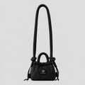 Black MOD-LE-MODE PUFFER Mini multiway convertible tote bag with drawstring closure, long shoulder strap and front logo patch.